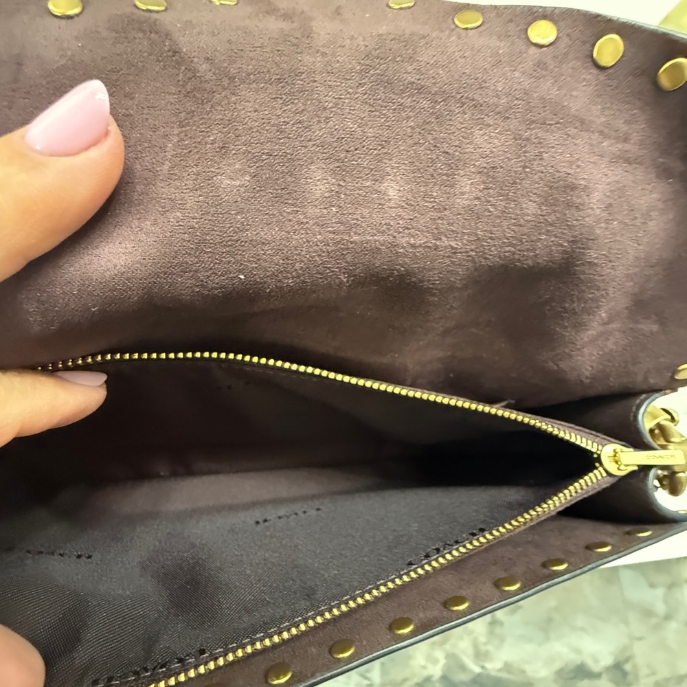 Coach Black and Brown Crossbody Bag with top handle with Gold Accents - Picture 11 of 16